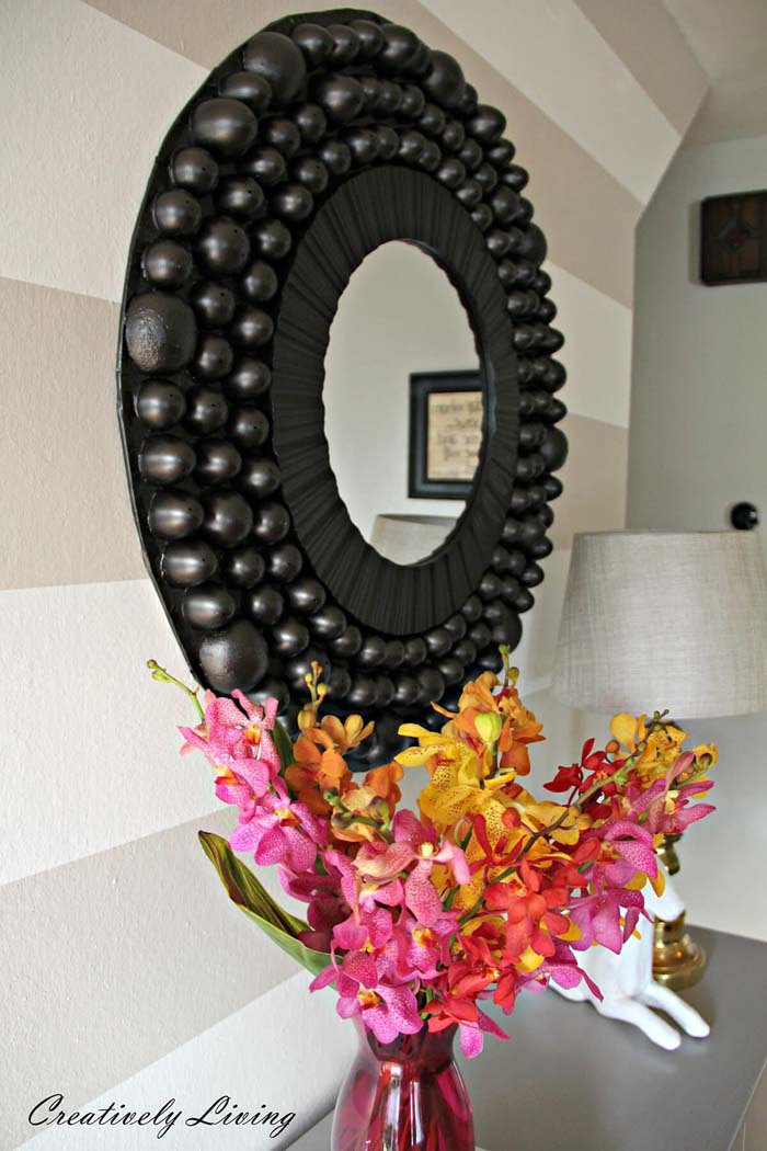 Black, strong mirror frame with balls