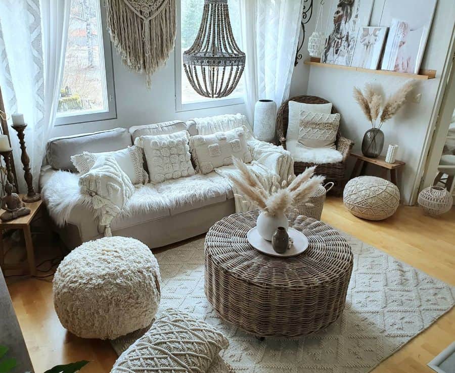 Neutral bohemian living room 