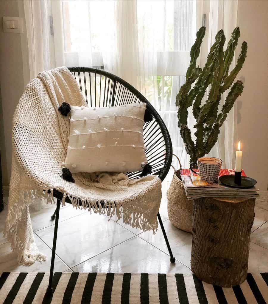 Boho living room chair cactus 