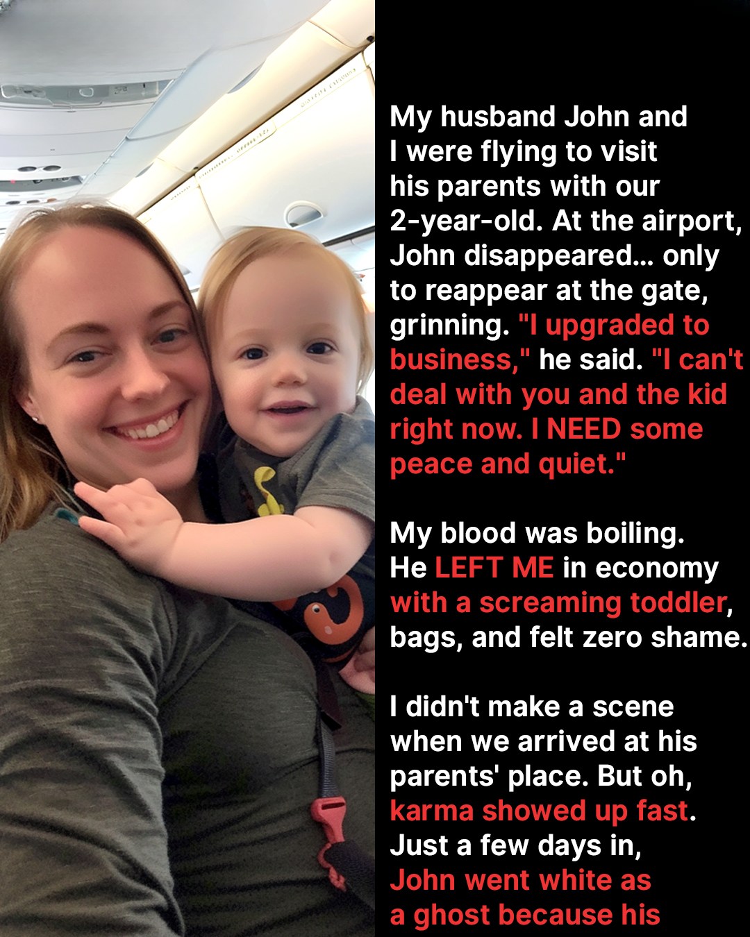 My Husband Flew Business Class While Our Toddler and I Sat in Economy — Days Later, He Regretted It Deeply