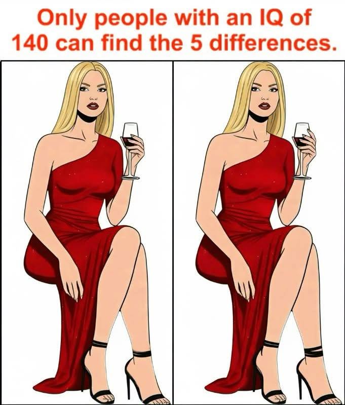 Only people with an IQ of 140 can spot the 5 differences.