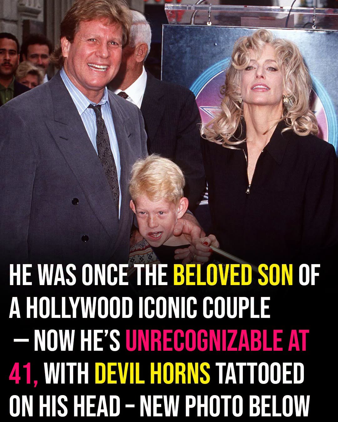 Farrah Fawcett’s son is unrecognizable at 41, with devil horns inked into his scalp