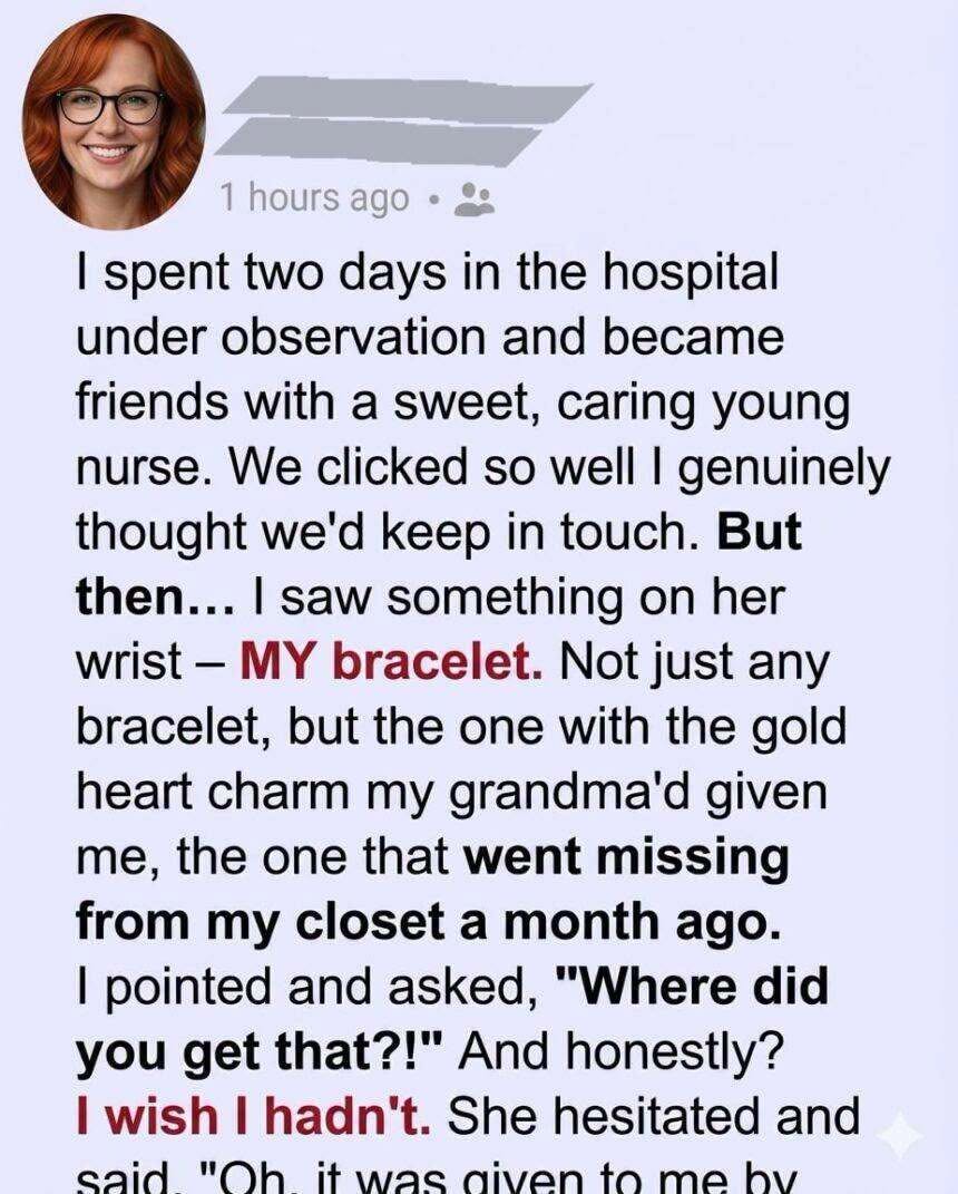 I Recognized My Missing Bracelet on My Nurse’s Wrist—and Discovered My Husband’s Betrayal